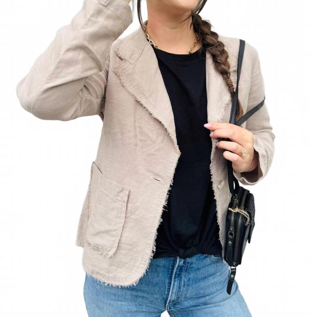 NEW MILA CLOTHING raw edge blazer in sand
